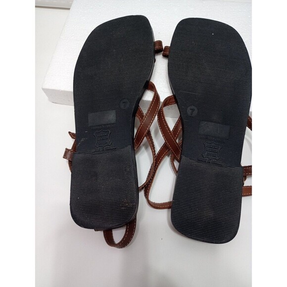 Notch Above Leather Strappy Women's Flats Sandals Brown Sz 7M - Picture 7 of 9